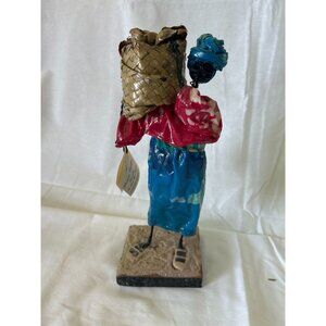 Handcrafted Soff Touch Figurine Of Woman With Basket 12" Tall